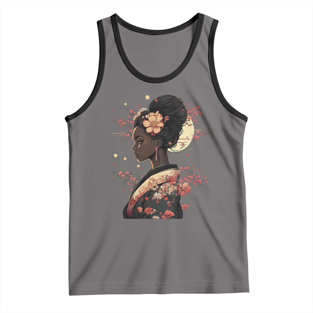 African American Geisha Kimono Blasian Japanese Sakura Tank Top