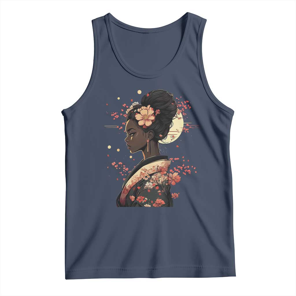 African American Geisha Kimono Blasian Japanese Sakura Tank Top