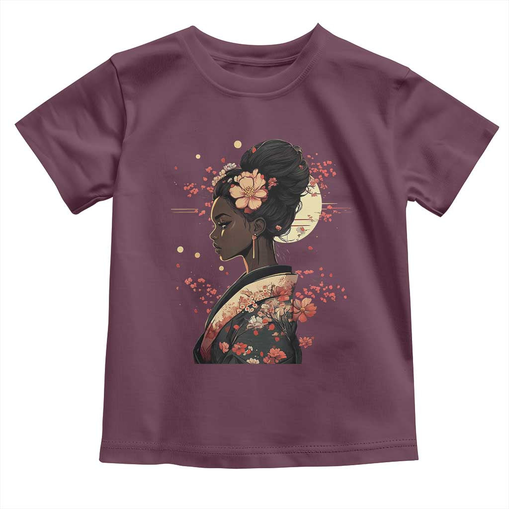 African American Geisha Kimono Blasian Japanese Sakura Toddler T Shirt
