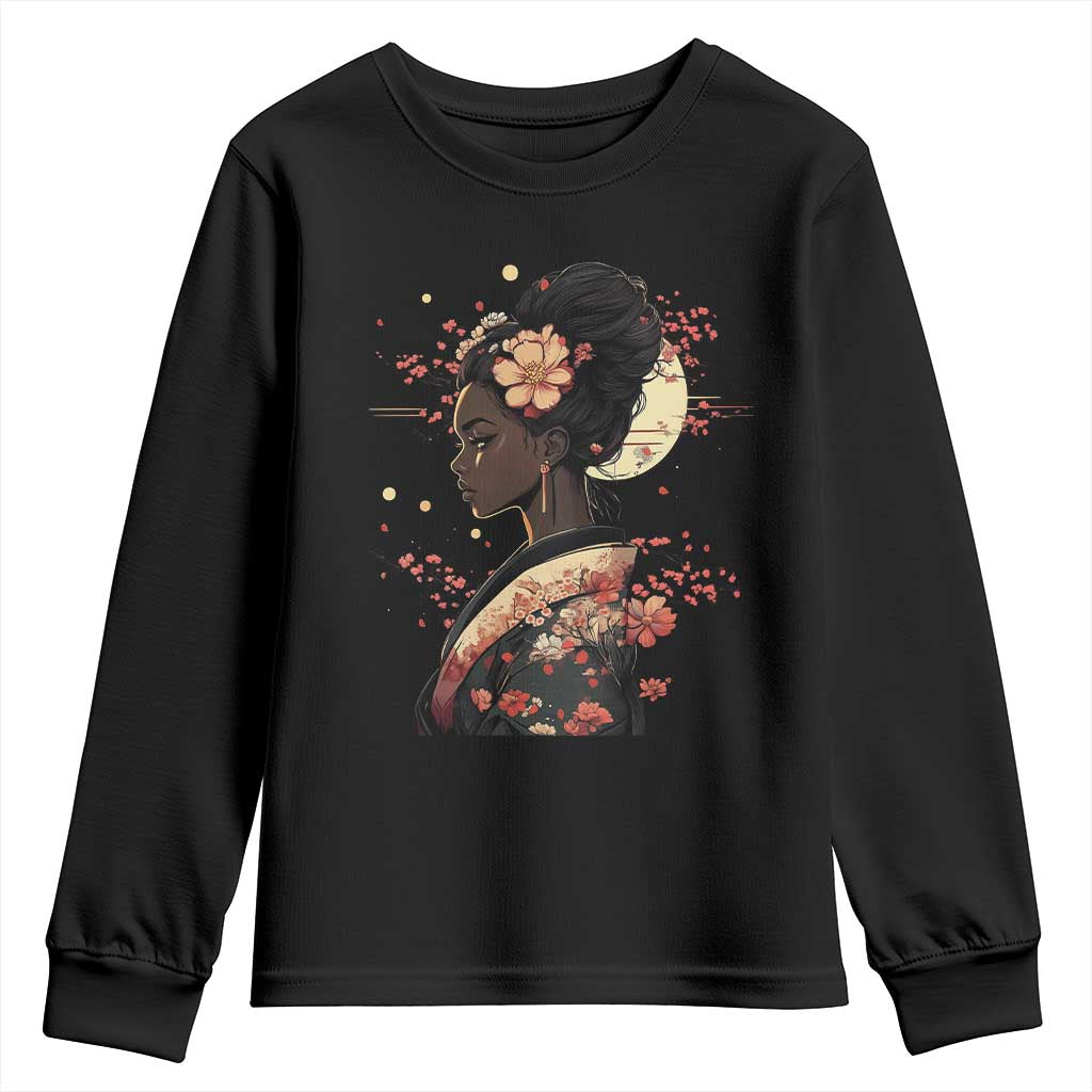 African American Geisha Kimono Blasian Japanese Sakura Youth Sweatshirt