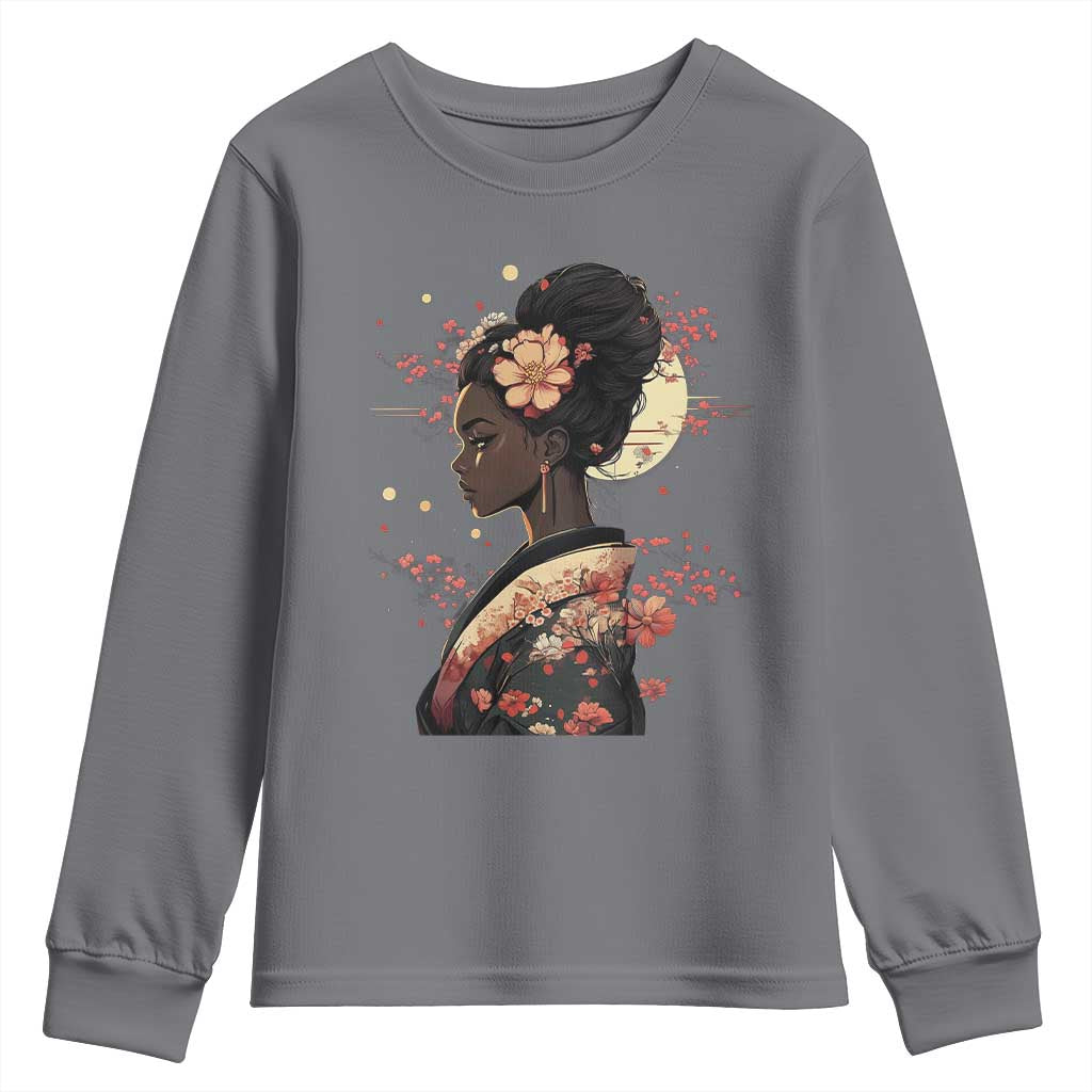 African American Geisha Kimono Blasian Japanese Sakura Youth Sweatshirt