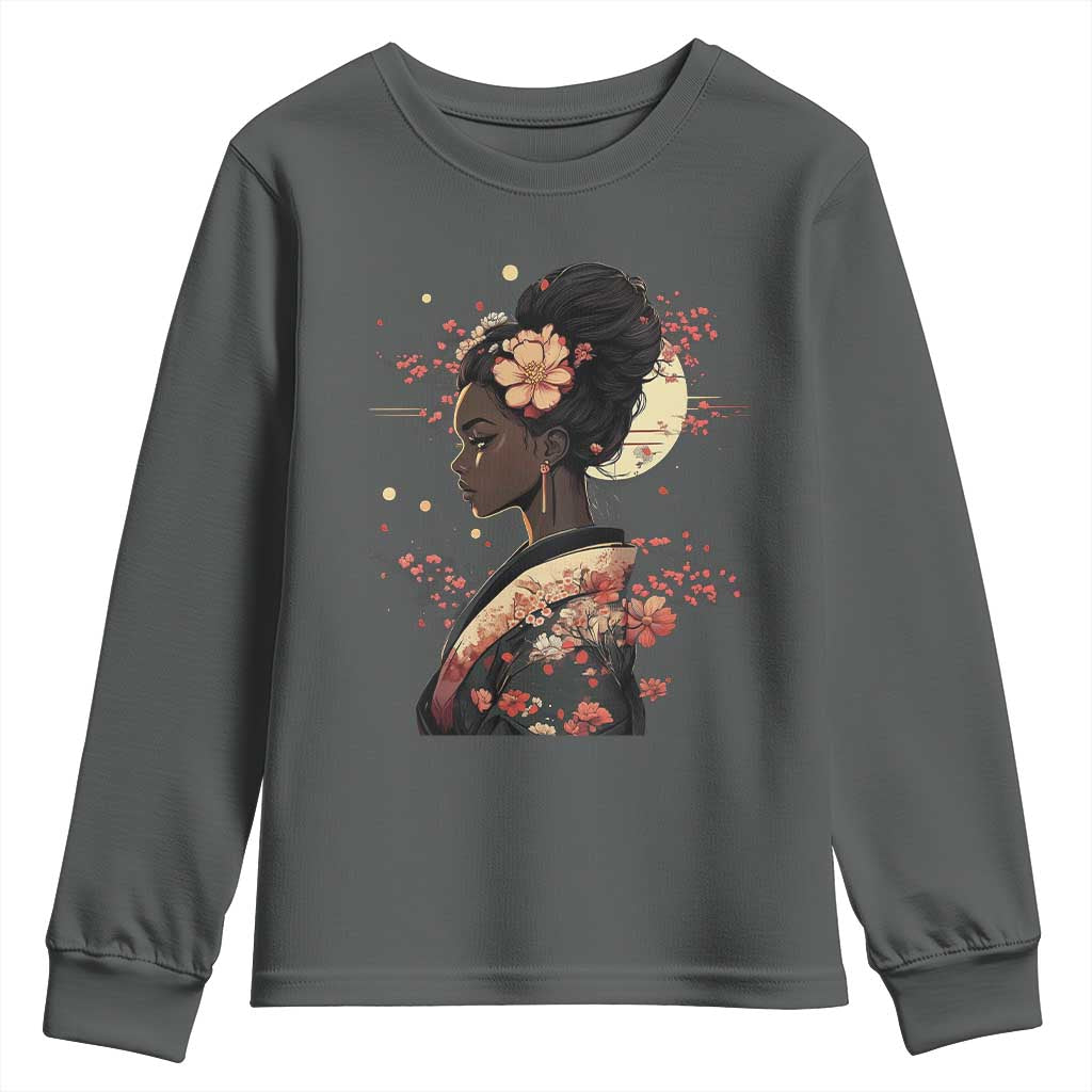 African American Geisha Kimono Blasian Japanese Sakura Youth Sweatshirt