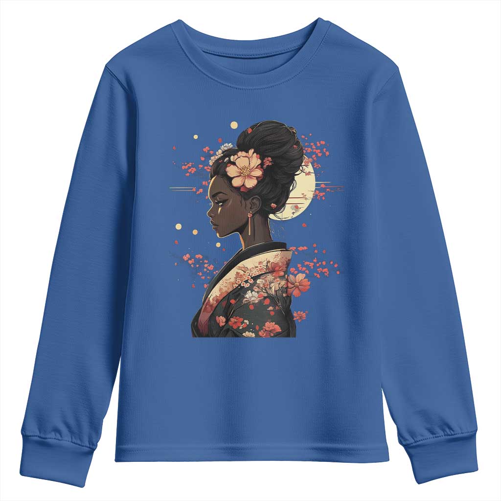 African American Geisha Kimono Blasian Japanese Sakura Youth Sweatshirt