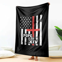 Pope Leo XIV Throw Blanket First American Pope Catholic Religious Cross American Flag - Wonder Print Shop