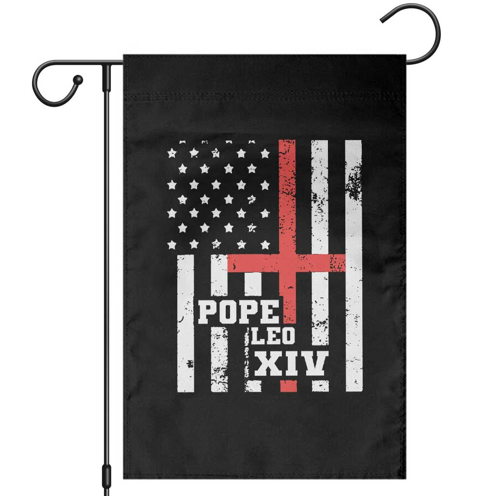 Pope Leo XIV Garden Flag First American Pope Catholic Religious Cross American Flag - Wonder Print Shop