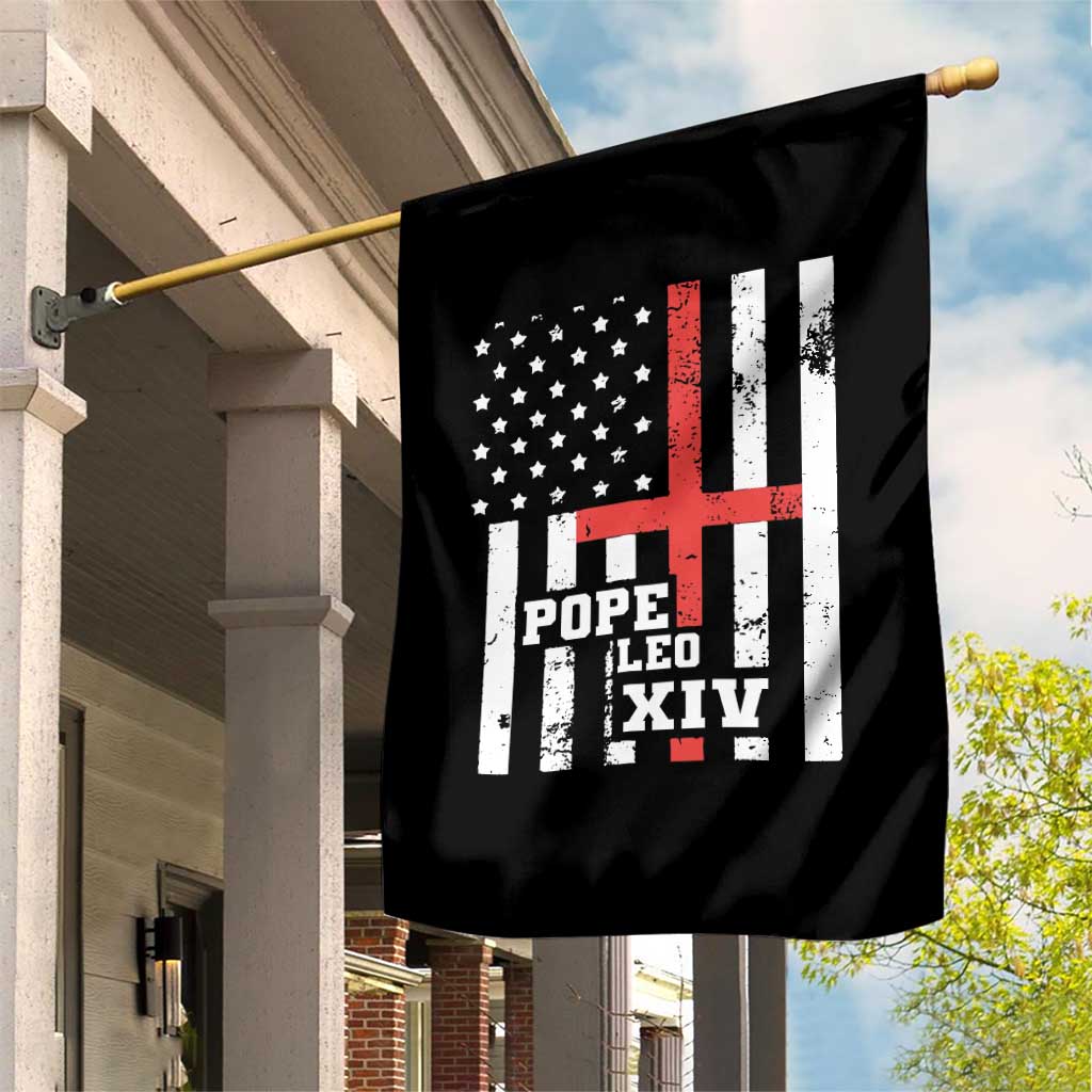 Pope Leo XIV Garden Flag First American Pope Catholic Religious Cross American Flag - Wonder Print Shop