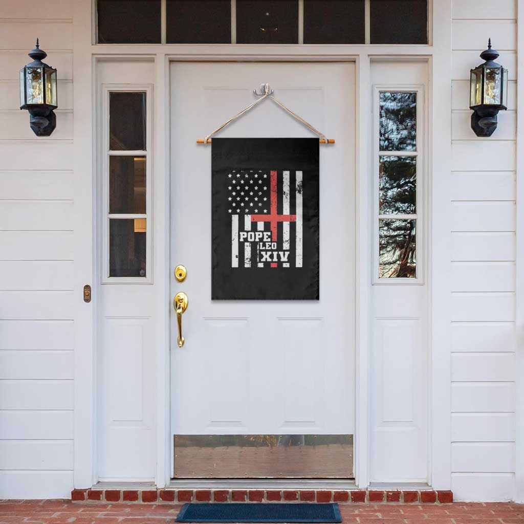 Pope Leo XIV Garden Flag First American Pope Catholic Religious Cross American Flag - Wonder Print Shop