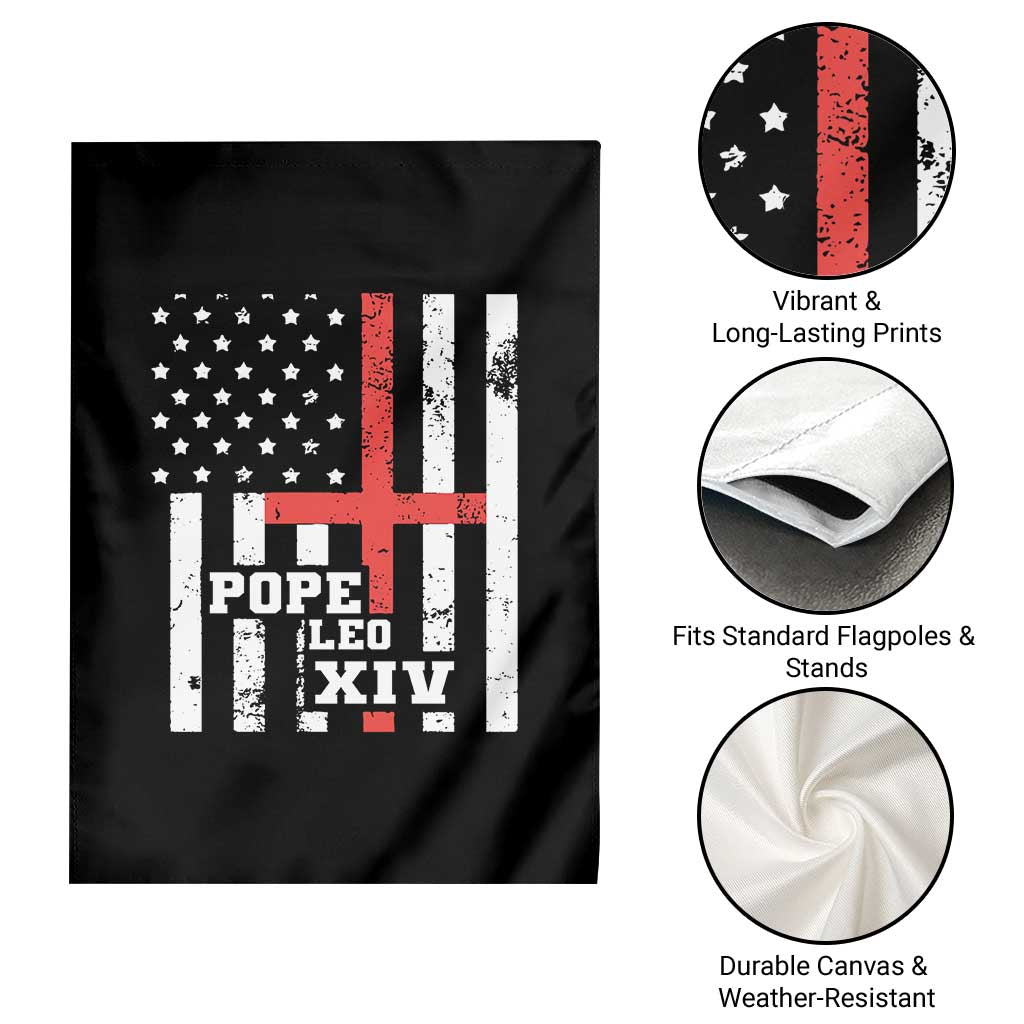 Pope Leo XIV Garden Flag First American Pope Catholic Religious Cross American Flag - Wonder Print Shop
