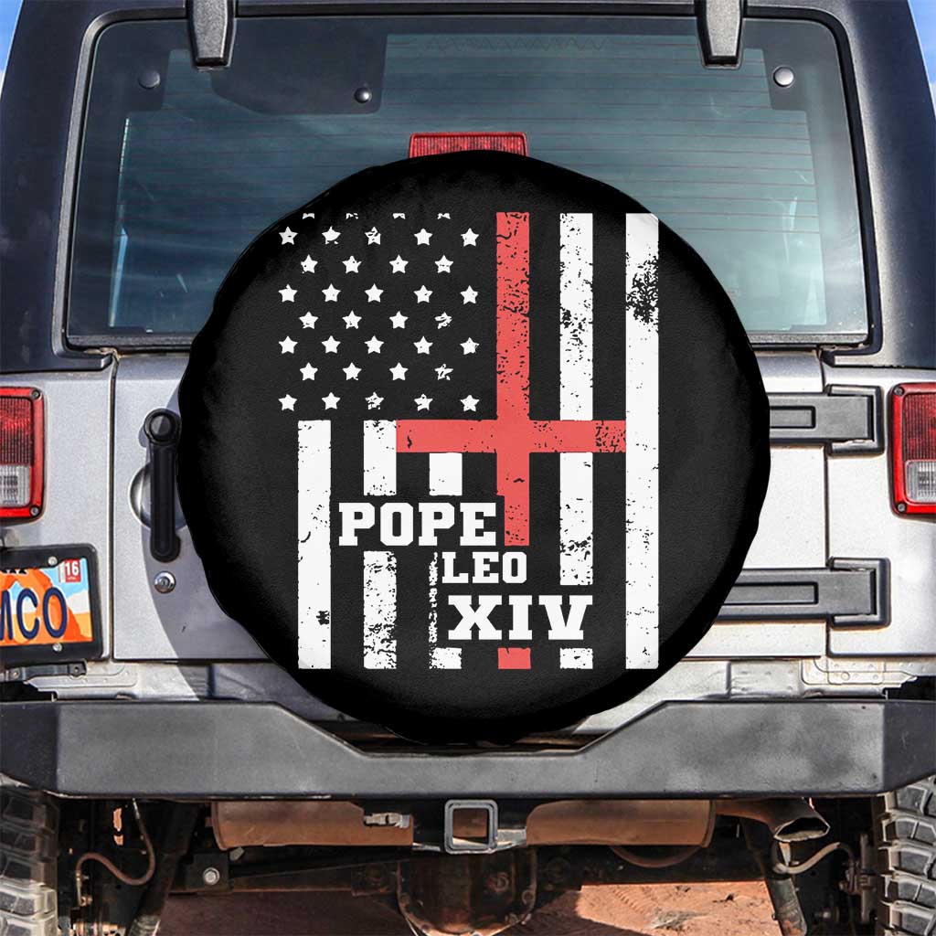 Pope Leo XIV Spare Tire Cover First American Pope Catholic Religious Cross American Flag