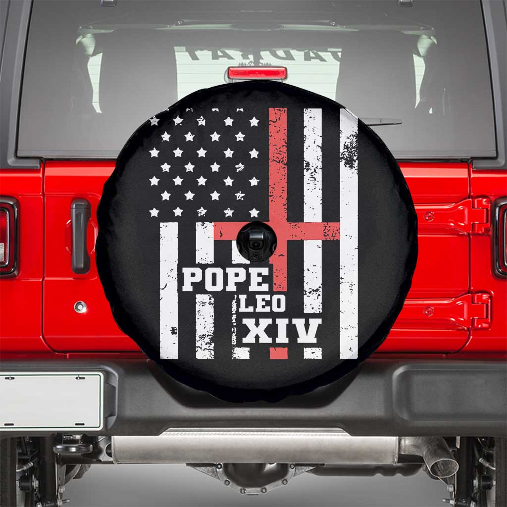 Pope Leo XIV Spare Tire Cover First American Pope Catholic Religious Cross American Flag