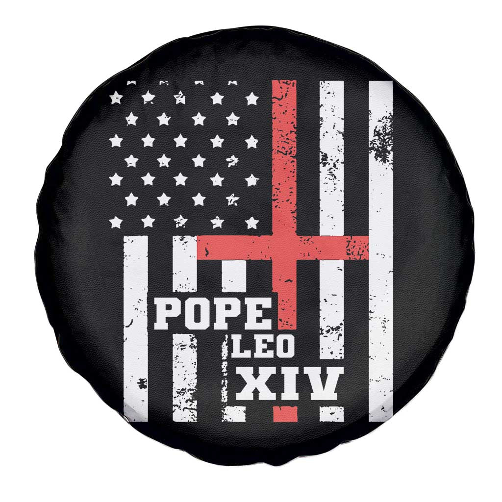 Pope Leo XIV Spare Tire Cover First American Pope Catholic Religious Cross American Flag