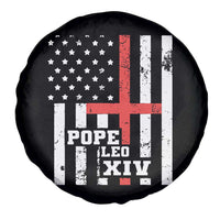 Pope Leo XIV Spare Tire Cover First American Pope Catholic Religious Cross American Flag