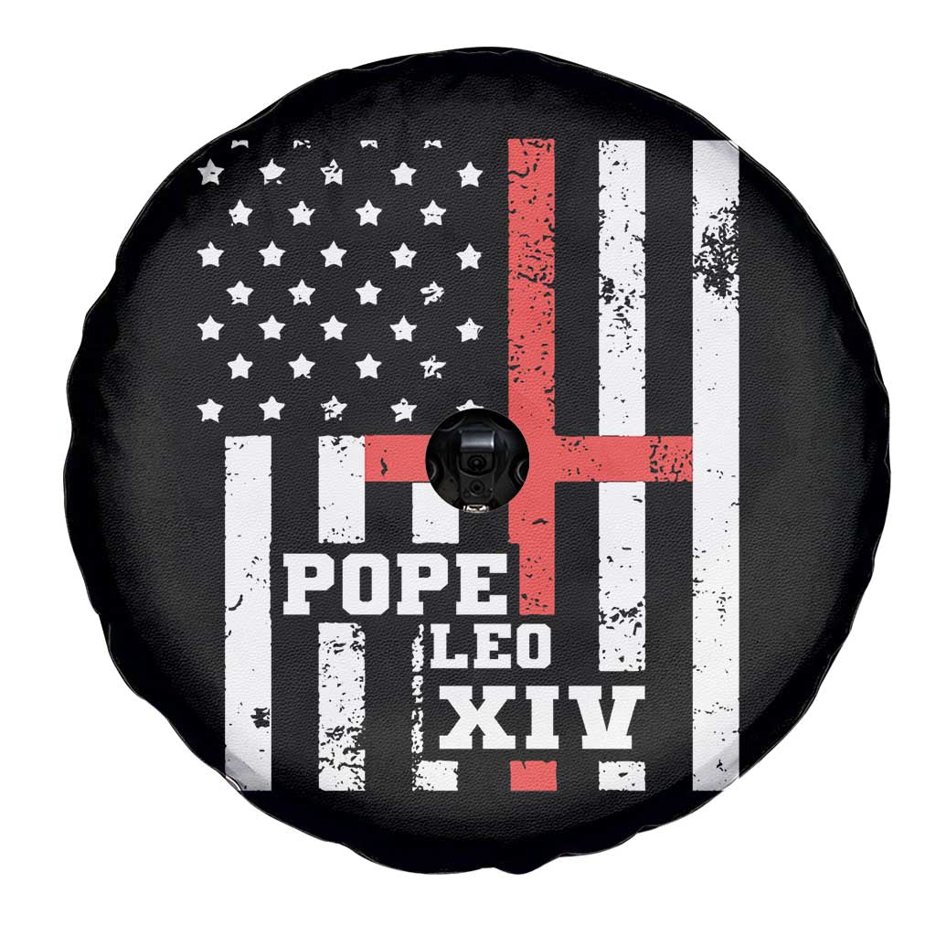 Pope Leo XIV Spare Tire Cover First American Pope Catholic Religious Cross American Flag