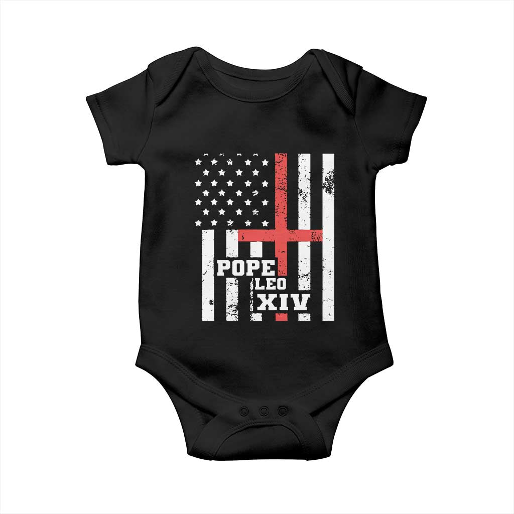 Pope Leo XIV Baby Onesie First American Pope Catholic Religious Cross American Flag