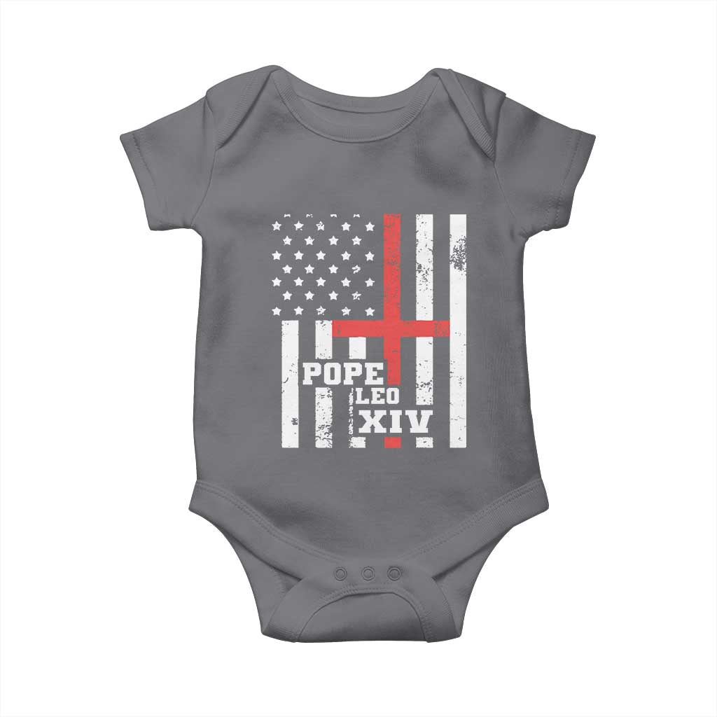 Pope Leo XIV Baby Onesie First American Pope Catholic Religious Cross American Flag