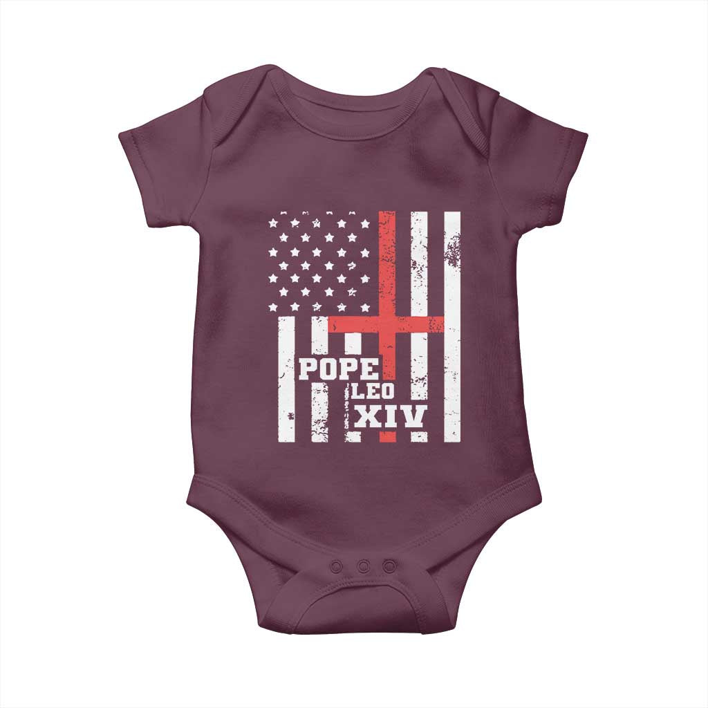 Pope Leo XIV Baby Onesie First American Pope Catholic Religious Cross American Flag