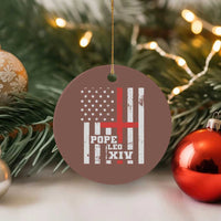 Pope Leo XIV Ceramic Ornament First American Pope Catholic Religious Cross American Flag - Wonder Print Shop