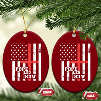 Pope Leo XIV Ceramic Ornament First American Pope Catholic Religious Cross American Flag - Wonder Print Shop
