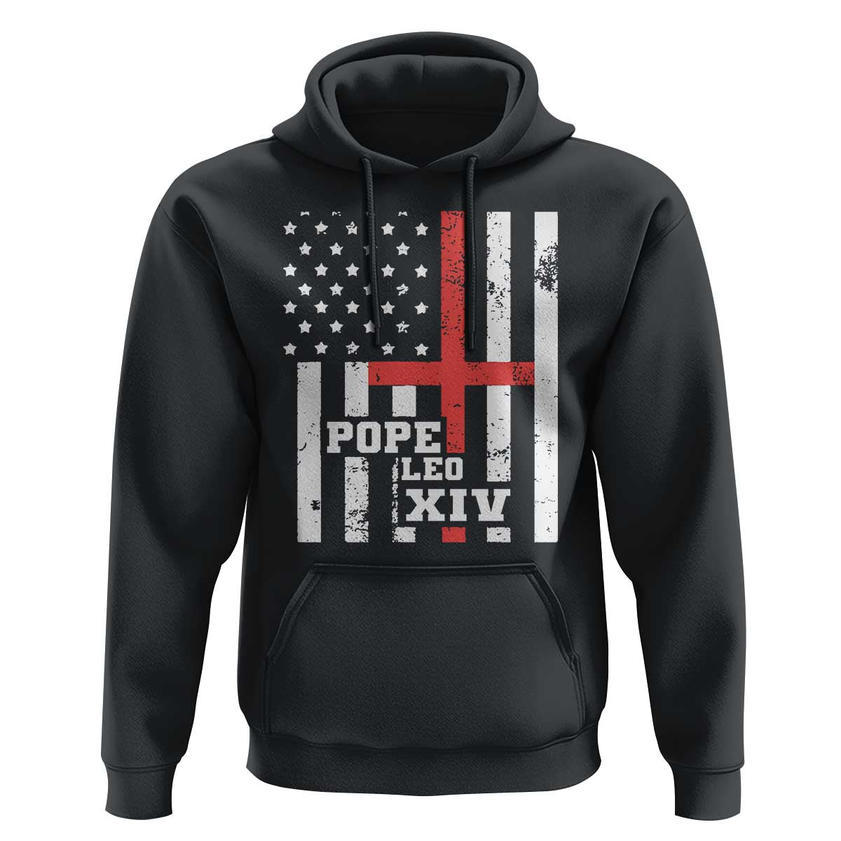 Pope Leo XIV Hoodie First American Pope Catholic Religious Cross American Flag