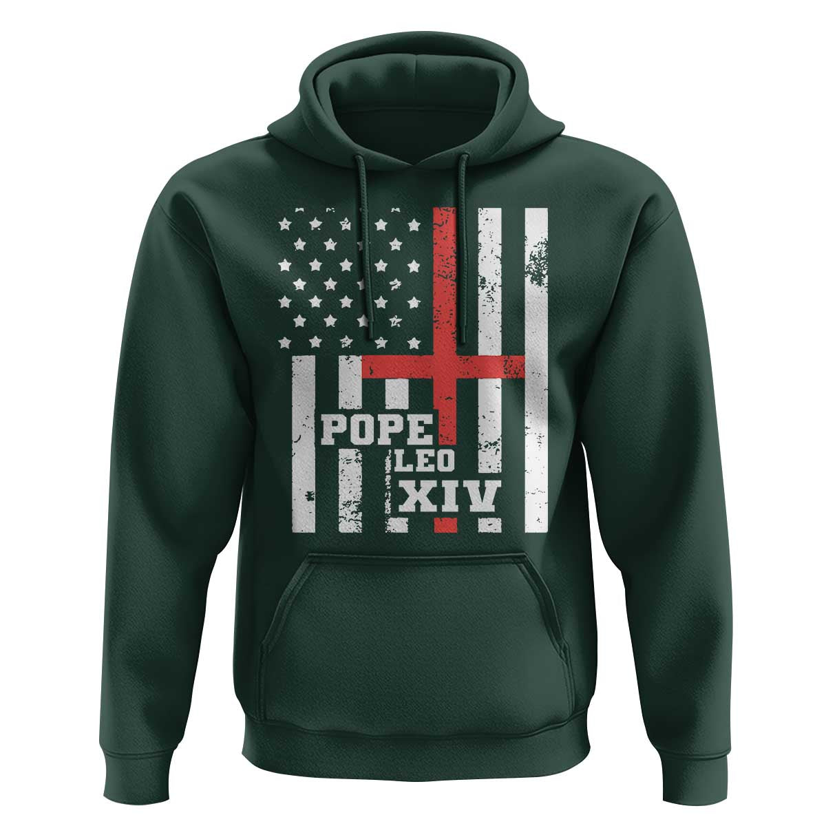 Pope Leo XIV Hoodie First American Pope Catholic Religious Cross American Flag