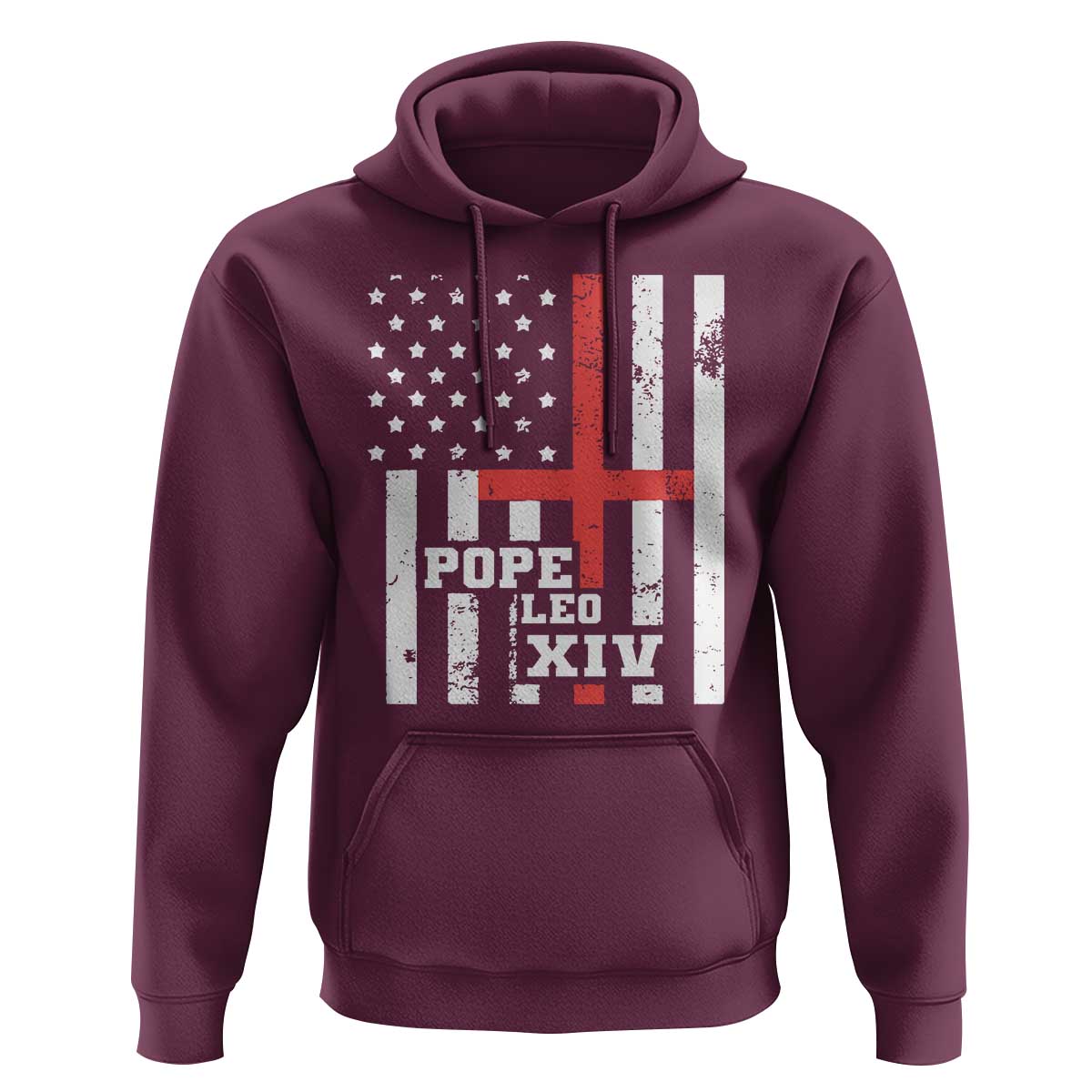 Pope Leo XIV Hoodie First American Pope Catholic Religious Cross American Flag