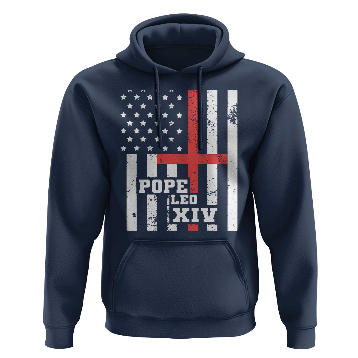 Pope Leo XIV Hoodie First American Pope Catholic Religious Cross American Flag