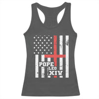 Pope Leo XIV Racerback Tank Top First American Pope Catholic Religious Cross American Flag