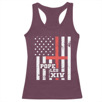 Pope Leo XIV Racerback Tank Top First American Pope Catholic Religious Cross American Flag