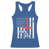 Pope Leo XIV Racerback Tank Top First American Pope Catholic Religious Cross American Flag
