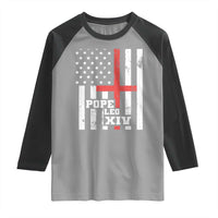 Pope Leo XIV Raglan Shirt First American Pope Catholic Religious Cross American Flag
