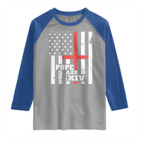 Pope Leo XIV Raglan Shirt First American Pope Catholic Religious Cross American Flag