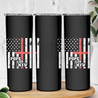 Pope Leo XIV Skinny Tumbler First American Pope Catholic Religious Cross American Flag