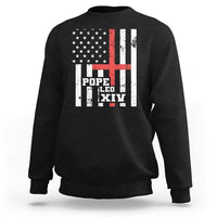Pope Leo XIV Sweatshirt First American Pope Catholic Religious Cross American Flag