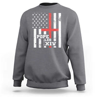 Pope Leo XIV Sweatshirt First American Pope Catholic Religious Cross American Flag