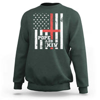 Pope Leo XIV Sweatshirt First American Pope Catholic Religious Cross American Flag