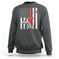 Pope Leo XIV Sweatshirt First American Pope Catholic Religious Cross American Flag