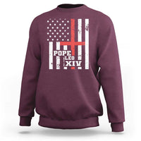 Pope Leo XIV Sweatshirt First American Pope Catholic Religious Cross American Flag