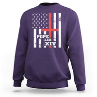 Pope Leo XIV Sweatshirt First American Pope Catholic Religious Cross American Flag