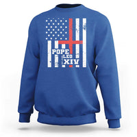 Pope Leo XIV Sweatshirt First American Pope Catholic Religious Cross American Flag