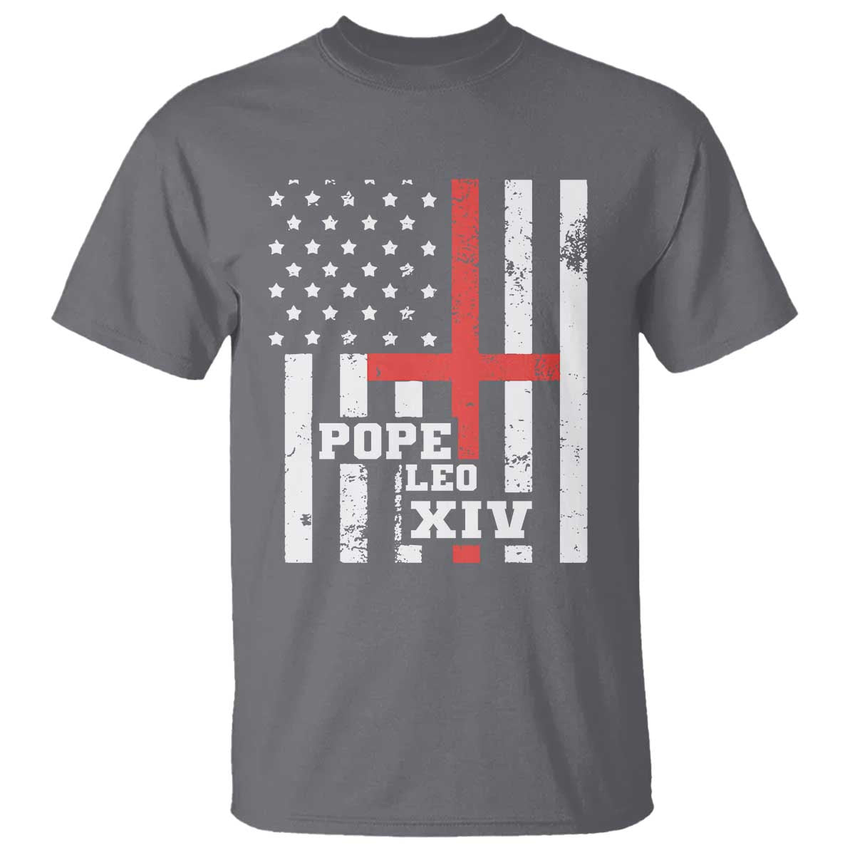 Pope Leo XIV T Shirt First American Pope Catholic Religious Cross American Flag