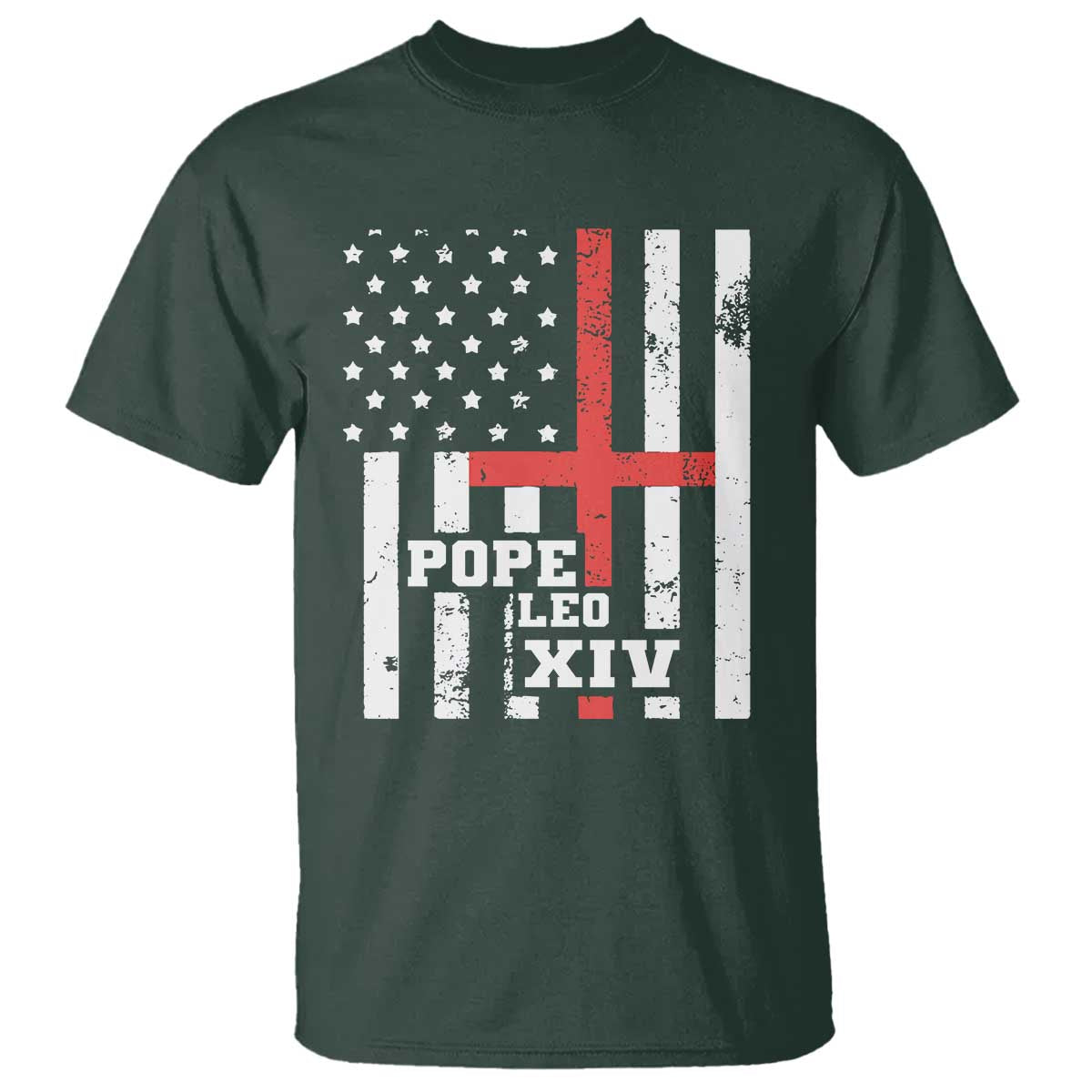 Pope Leo XIV T Shirt First American Pope Catholic Religious Cross American Flag