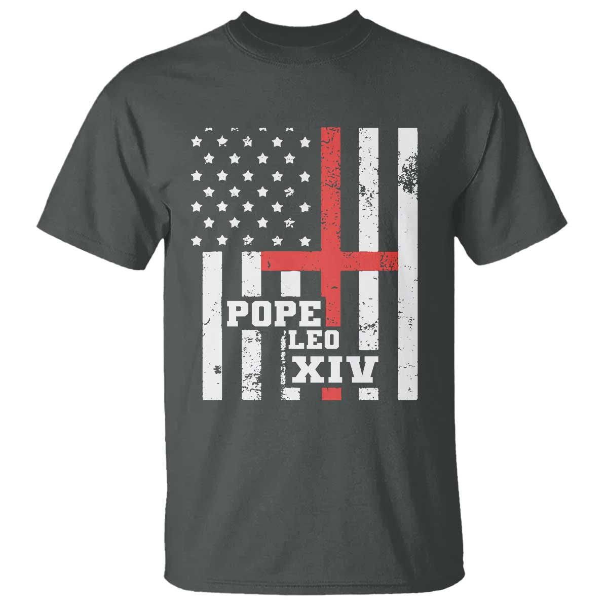 Pope Leo XIV T Shirt First American Pope Catholic Religious Cross American Flag
