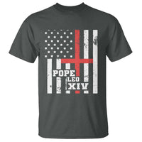 Pope Leo XIV T Shirt First American Pope Catholic Religious Cross American Flag