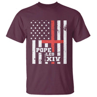 Pope Leo XIV T Shirt First American Pope Catholic Religious Cross American Flag