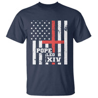 Pope Leo XIV T Shirt First American Pope Catholic Religious Cross American Flag