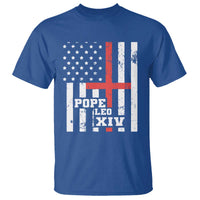 Pope Leo XIV T Shirt First American Pope Catholic Religious Cross American Flag
