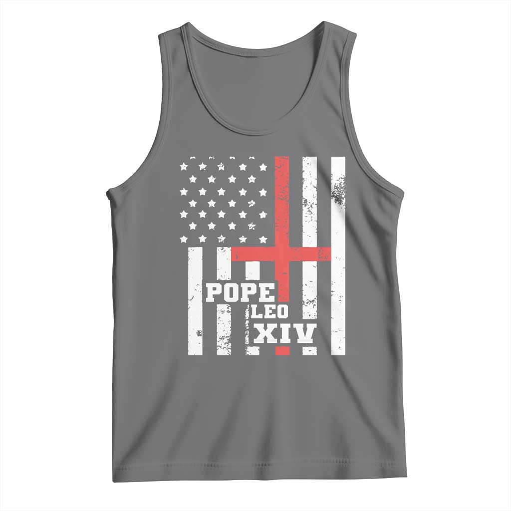 Pope Leo XIV Tank Top First American Pope Catholic Religious Cross American Flag