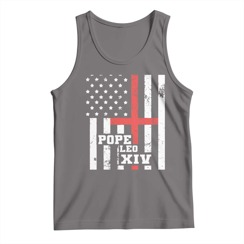 Pope Leo XIV Tank Top First American Pope Catholic Religious Cross American Flag