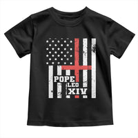 Pope Leo XIV Toddler T Shirt First American Pope Catholic Religious Cross American Flag