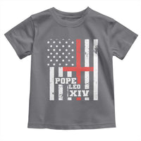 Pope Leo XIV Toddler T Shirt First American Pope Catholic Religious Cross American Flag